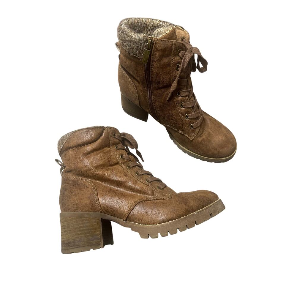 Carlos by Carlos Santana Brown Heeled Lace Up Boots
